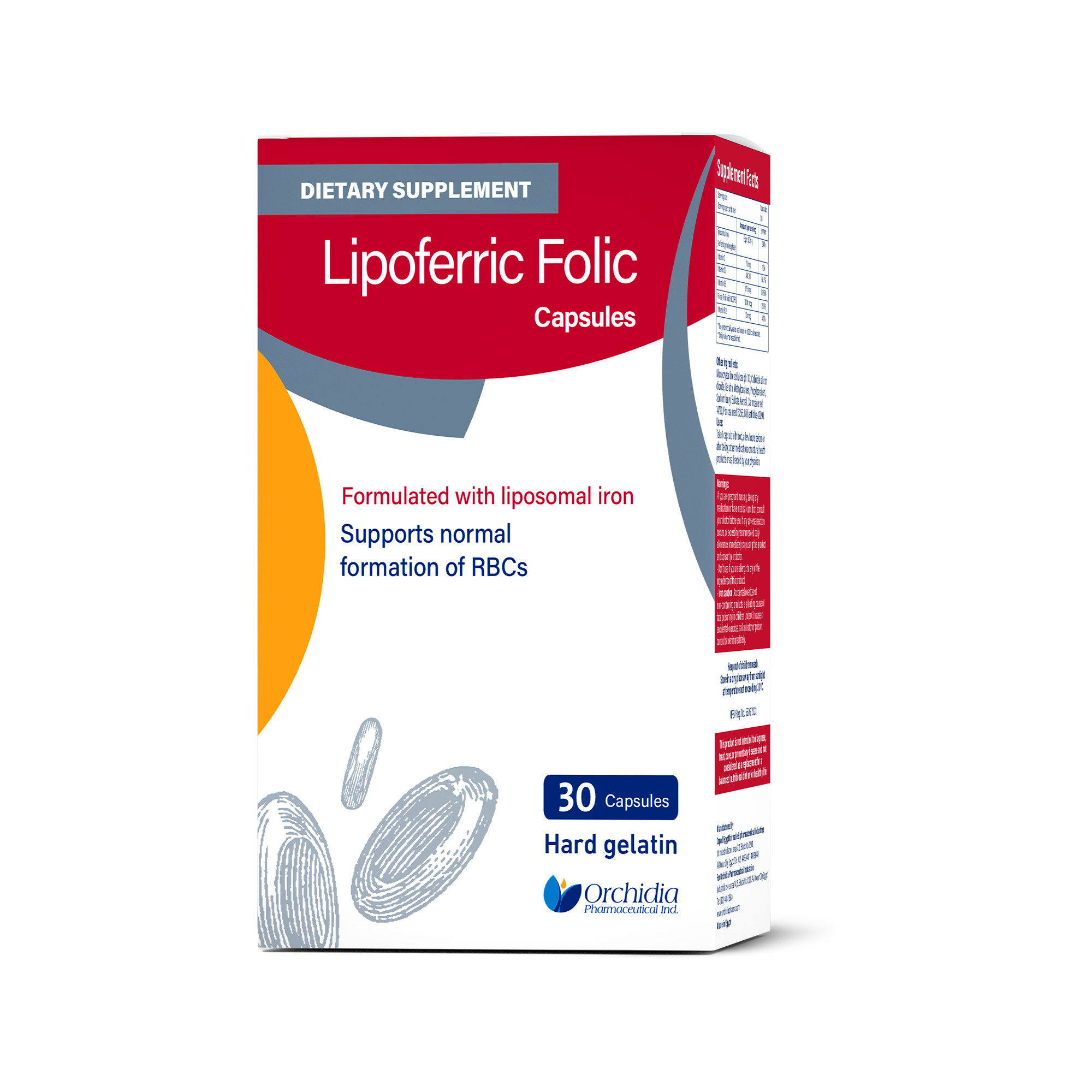 Lipoferric - folic acid tablets + liposomal iron - 30 Capsules