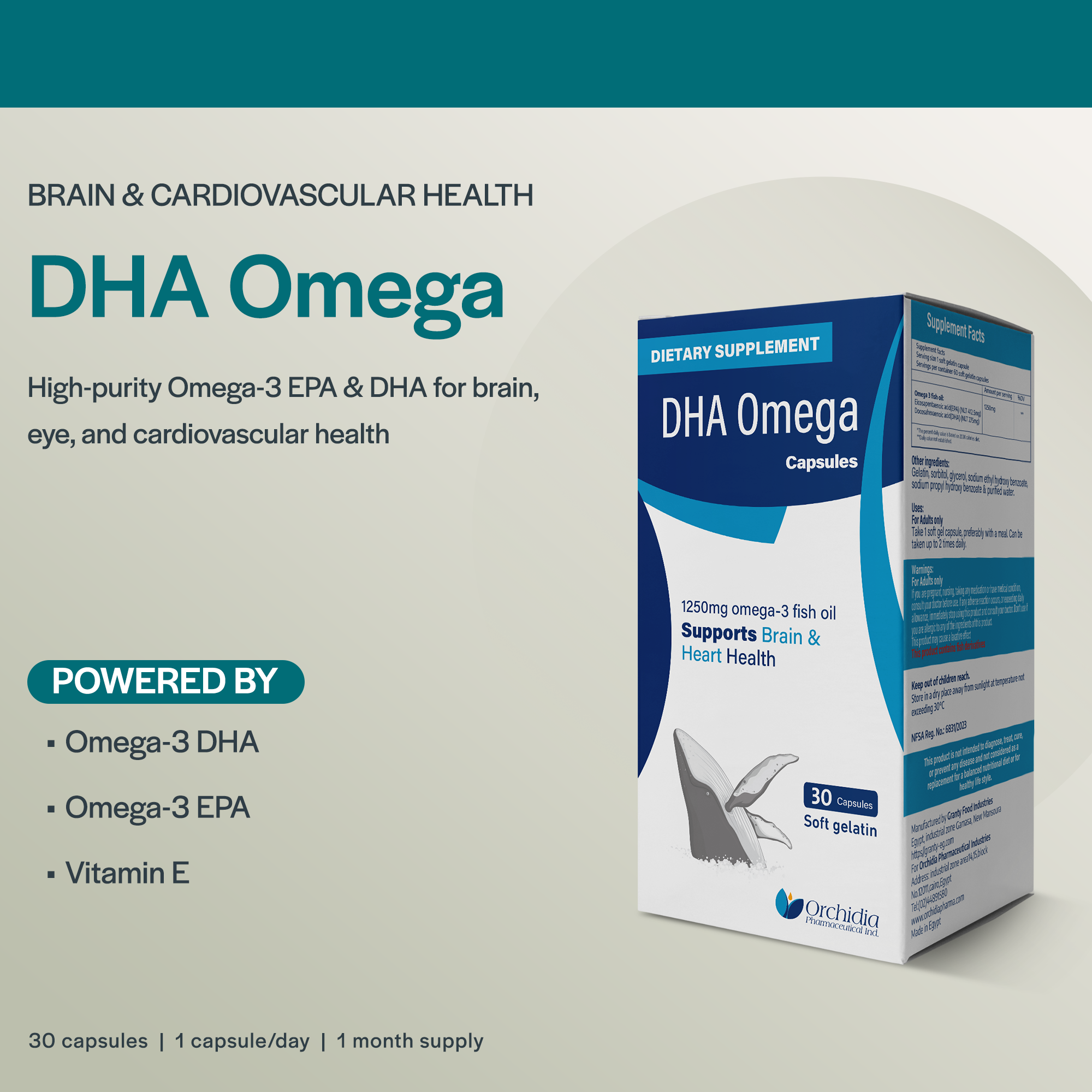 DHA Omega, Premium Fish Oil Supplement – 30 Soft Capsules